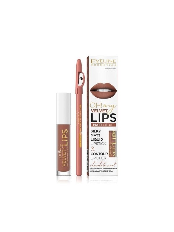 Eveline OH My Lips Matt vloeibare lipstick 4,5 ml + Lipliner set /14/ Choco Truffle