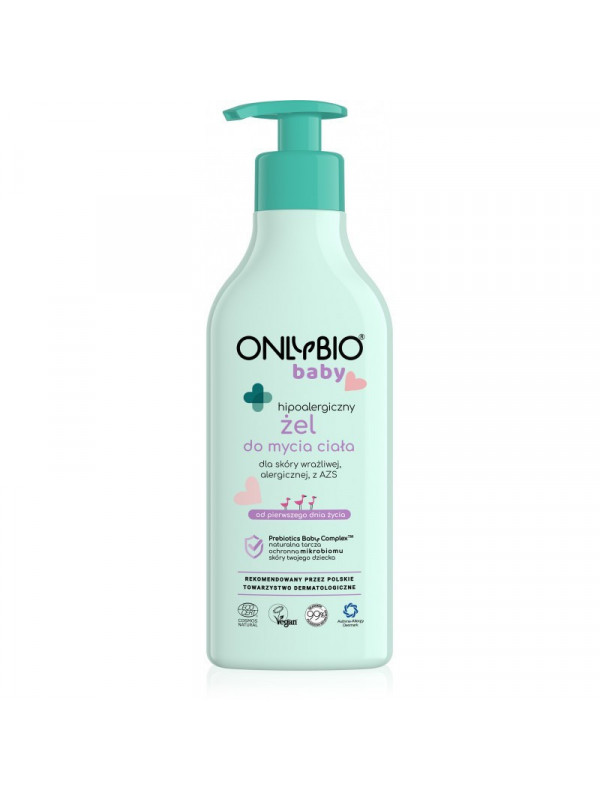 ONLYBIO Baby hypoallergene body wash gel voor de gevoelige, allergische huid, met AZS vanaf de eerste levensdag 300 ml