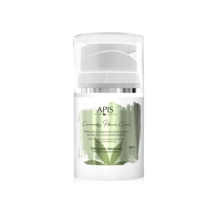 Apis Cannabis Home Care Beruhigende und regenerierende Gesichtscreme auf Hanfölbasis, 50 ml