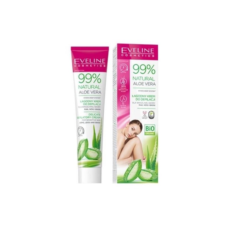 Eveline 99% Natural Aloe Vera mild Ontharingscreme voor handen, benen en bikinilijn 125 ml