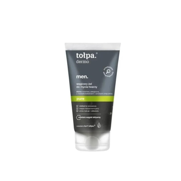 Tołpa Dermo Men Pure. houtskool face wash gel reinigt de huid