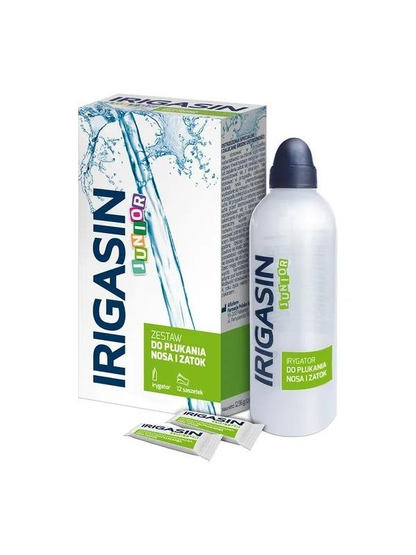 Irigasin Junior Set voor het spoelen van de neus en sinussen Irrigator + 12 sachets