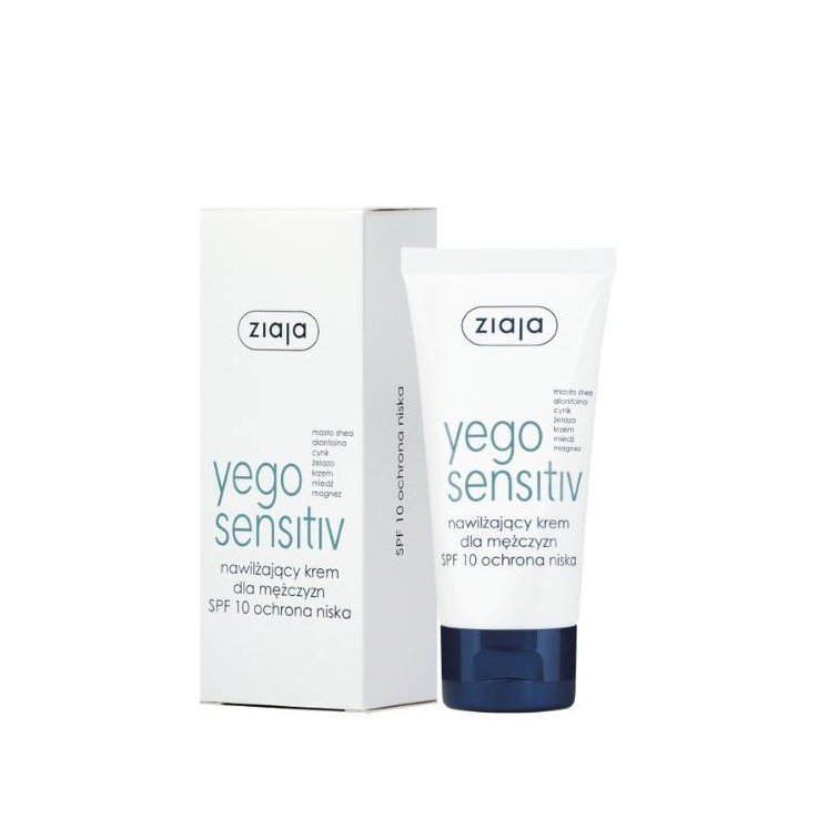 Зволожувальний крем для обличчя Ziaja Yego Sensitiv SPF10 з низьким рівнем захисту 50 мл