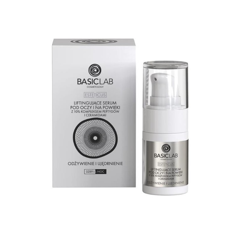 BasicLab Esteticus ліфтингова Serum для очей і повік з 10% пептидним комплексом і керамідами живить і зміцнює 15 мл