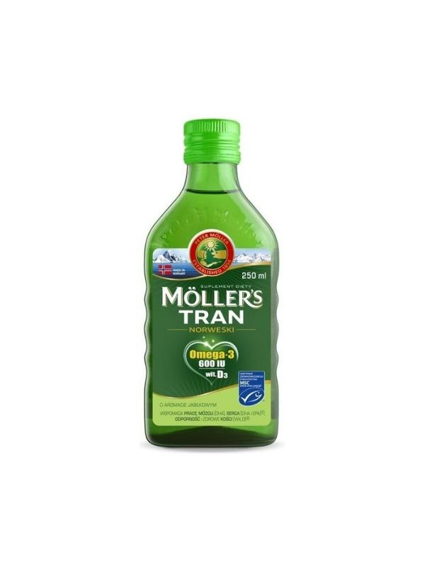 Moller's Noorse Omega-3 visolie met appelsmaak 250 ml