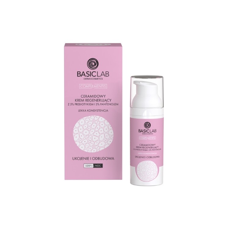 BasicLab Complementis Ceramide Regenerating Cream з 5 % пребіотиком і 3% пантенолом легкої консистенції 50 мл