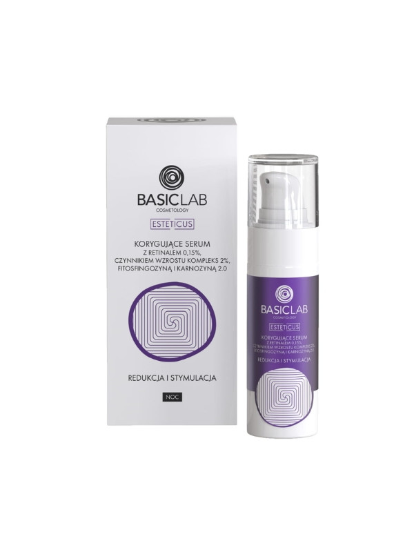 BasicLab Esteticus Corrigerend Serum met Netvlies 0,15%, Groeifactor Compeks 2%, Phytosphingosine en Carnosine 2.0 30 ml