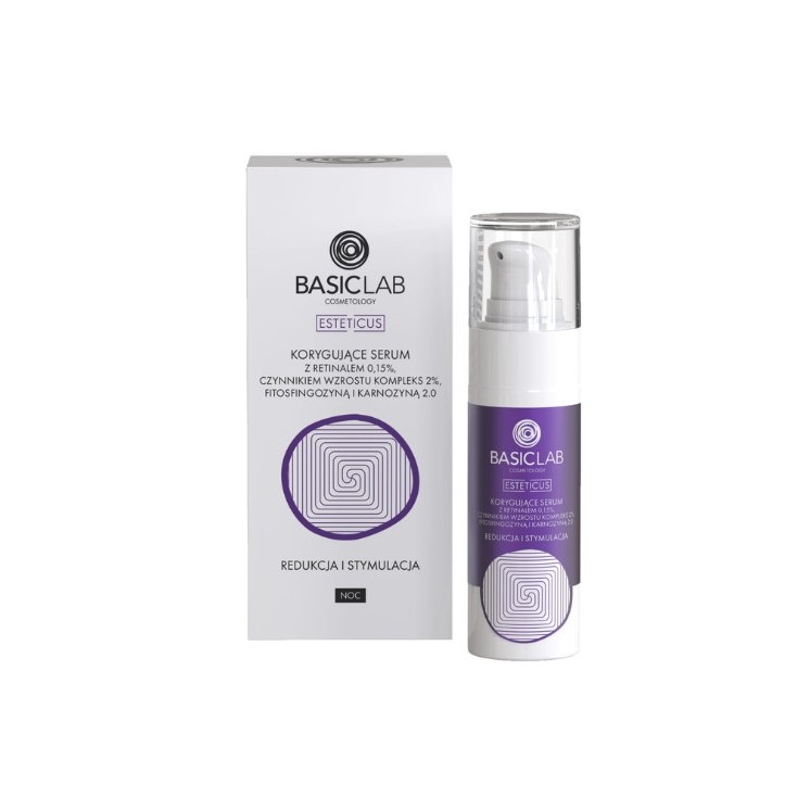BasicLab Esteticus Corrigerend Serum met Netvlies 0,15%, Groeifactor Compeks 2%, Phytosphingosine en Carnosine 2.0 30 ml