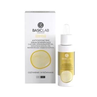 BasicLab Esteticus Антиоксидантна регенеруюча Serum для обличчя з 10% Ascorbyl Retraisopelitate, 5 % Coenzyme Q10, CBD , Reswer