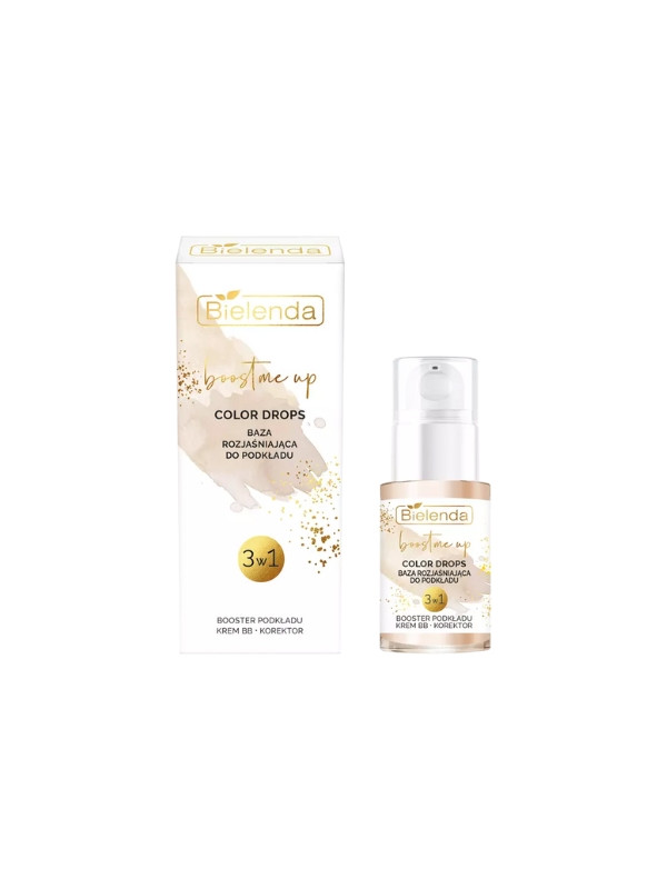 Bielenda Boost Me Up Color Drops Verhelderende basis voor foundation 3in1 Foundation booster, BB cream, concealer 15 ml