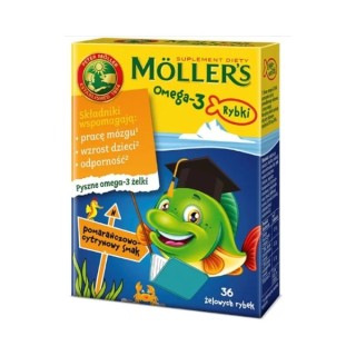 Moller's Omega-3 Fish Jelly beans met sinaasappel-citroensmaak 36 stuks