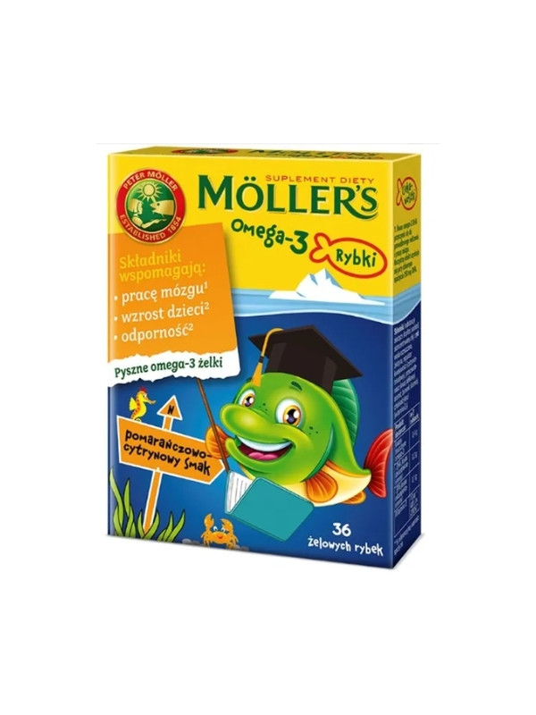 Moller's Omega-3 Fish Jelly beans met sinaasappel-citroensmaak 36 stuks