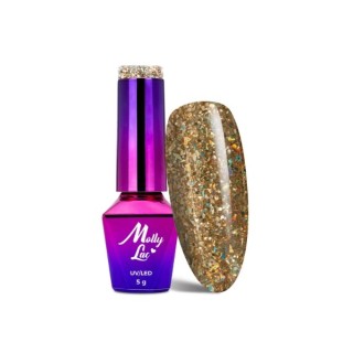 MollyLac /535/ Crushed Diamonds Hybrid Nail Polish Lady in Gold 5 мл