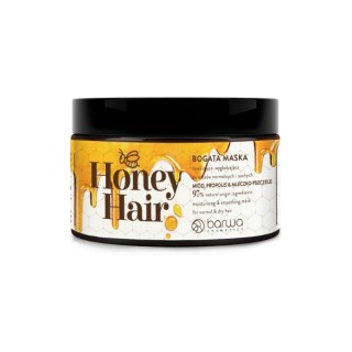 Barwa Honey Hair Зволожуюча та розгладжувальна маска для нормального та сухого волосся Мед, прополіс та маточне молочко 220 мл