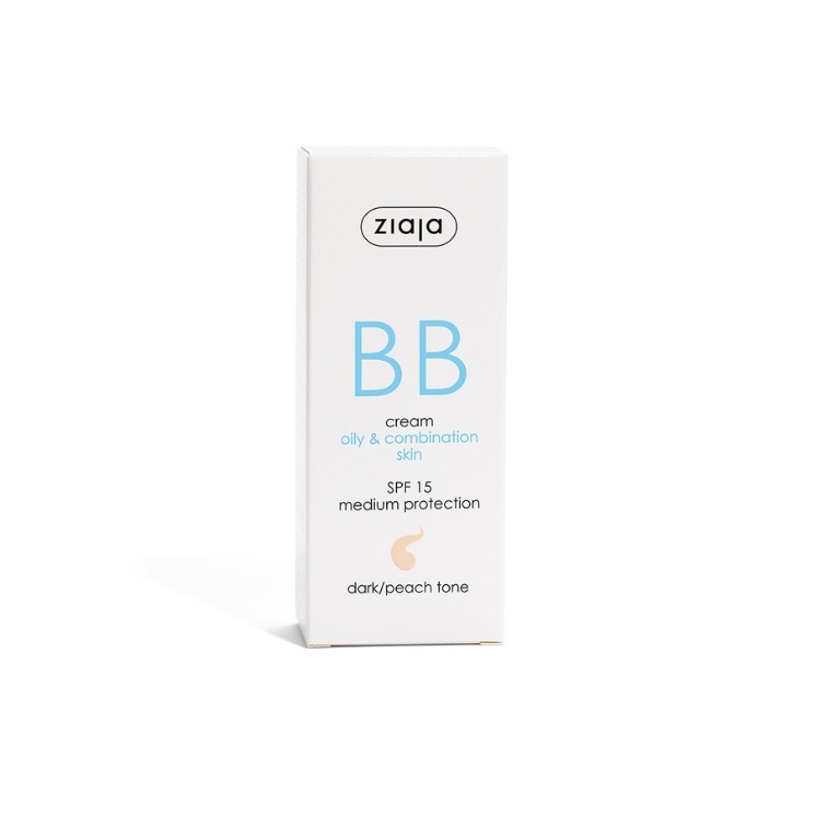 Ziaja BB Active Cream für Unreinheiten fettiger und Mischhaut, gebräunter Pfirsichton, 50 ml