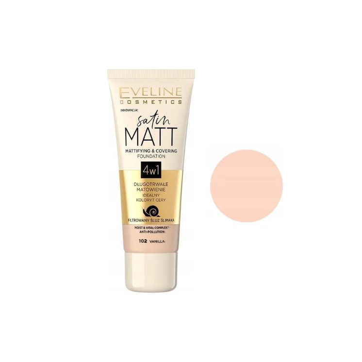 Матуючий тональний крем Eveline Satin Matt /102/ Vanilla 30 мл