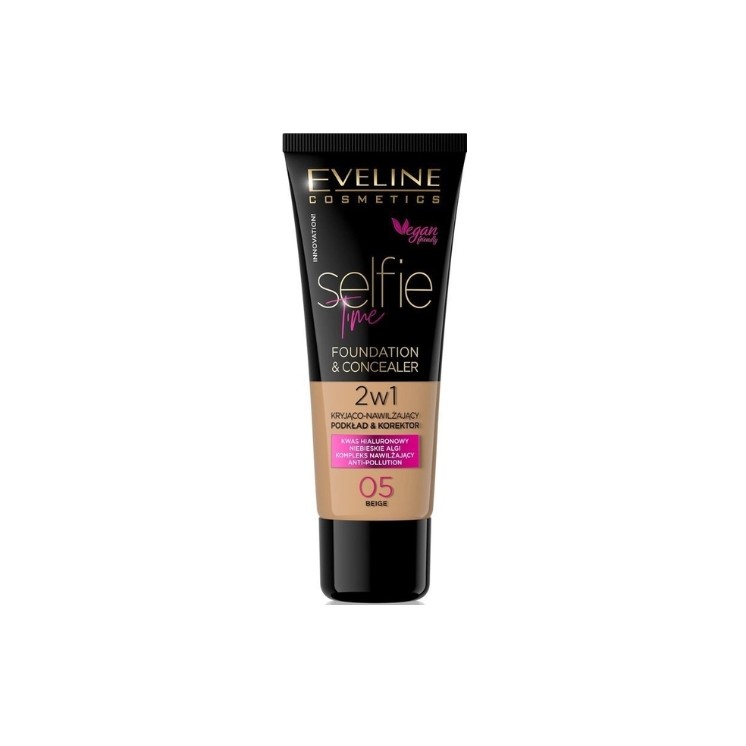 Eveline Selfie Time 2-in-1 Dekkende en Hydraterende Foundation /05/ Beige 30 ml