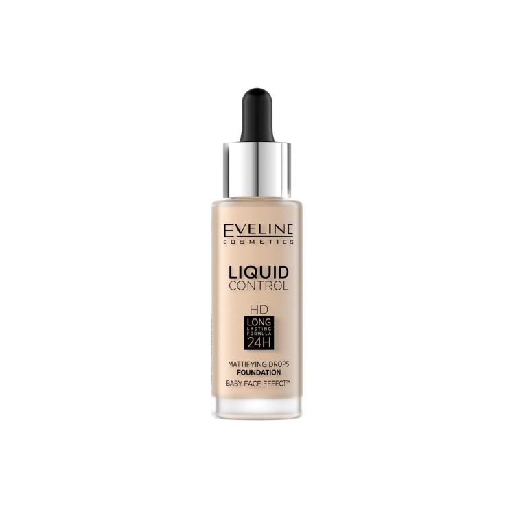 Eveline Liquid Control Foundation in Tropfflasche /001/ Porcelain 32 ml