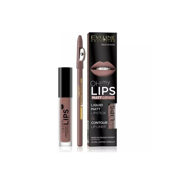 Eveline OH My Lips Matte Liquid Lipstick 4,5 5 ml + Lipliner Set /02/ Milky Chocolate
