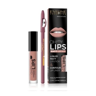 Матова рідка помада Eveline OH My Lips 4.5 5 ml + набір олівців для губ /08/ Lovely Rose