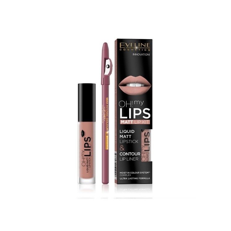 Eveline OH My Lips Matte Liquid Lipstick 4,5 5 ml + Lipliner Set /08/ Lovely Rose